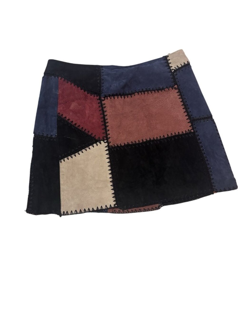 Willow & Clay Patchwork Leather Skirt Medium Multicolor Boho Hippie Midi